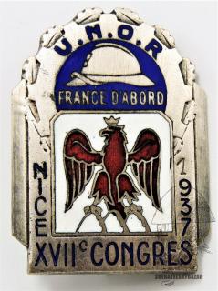 Odznak UNOR 1937 NICE 17° Congrés UNION NATIONALE OFFICIE