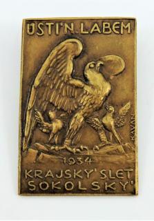 Odznak Ustí n. Labem 1934 Krajský slet Sokolský