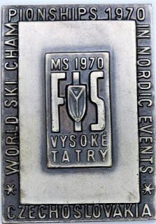 Plaketa - MS - FIS 1970 - Vysoké Tatry, A. Peter