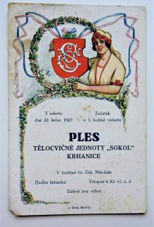 Pohlednice Ples SOKOL Krhanice 1927