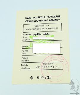 Průkaz svaz vojáků z povolání československé armády