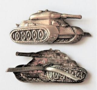 Rozlišovací znaky - ČSLA tankové vojsko, technická služba tankového vojska stříbrný
