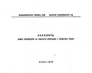 Sazebník pokut VB - 1970  - Reprint (Replika)