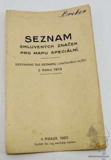 Seznam smluvených značek pro mapu specialní 1920