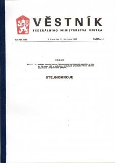 Stejnokrojový předpis SNB - Oliva 1986 Věstník FMV 1986 - Formát A4  - Reprint (Replika)