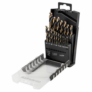 HSS-CNC spirálový vrták, 124°,  Pro-Tec , 1 - 10 mm, sada 19 ks