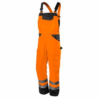 Pánské pracovní kalhoty s náprsenkou, oranžové L