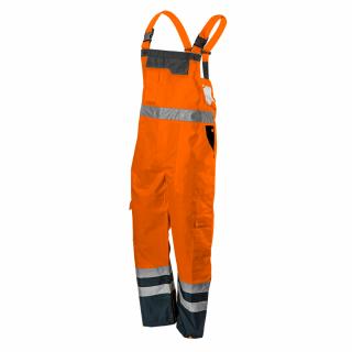 Pánské pracovní kalhoty s náprsenkou, voděodolné, oranžové XL
