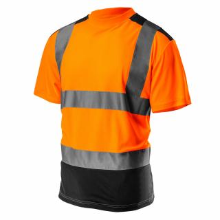 Tričko s vysokou viditelností, tmavý spodek, oranžové L