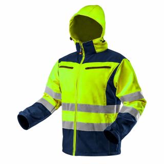 Výstražná softshellová bunda s kapucí, žlutá NEO L