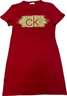 Dámské letní šaty s logem Calvin Klein - červené Velikost: M