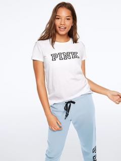 Dámské tričko PINK s klasickým logem - bílé Barva: Bílá, Velikost: S