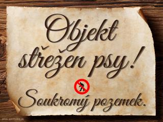 Cedulka Objekt střežen psy!/CP3014 Velikost: 20x15