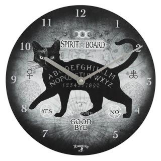 Magické nástěnné hodiny - černá kočka