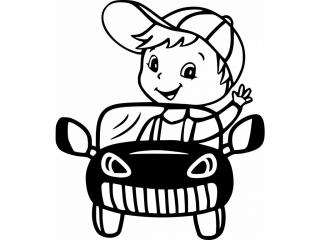 Autosamolepka kluk s kšiltovkou v autě  jméno nebo text zdarma Barva: Bílá, Rozměry samolepky ( šířka x výška ): 15,7 x 18 cm