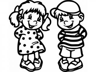 Samolepka dvojčata - holka a kluk  jméno nebo text zdarma Barva: Bílá, Rozměry samolepky ( šířka x výška ): 15 x 13,8 cm