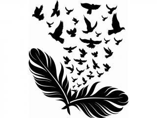 Samolepka na zeď peříčka - ptáci Barva: Černá, Rozměry samolepky ( šířka x výška ): 56 x 66 cm