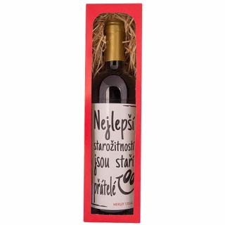 Dárkové víno Staří přátelé - Merlot 0,75