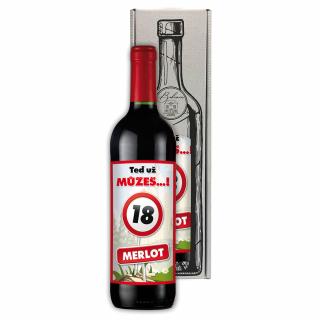 Dárkové víno - Vše nejlepší 18 Merlot 0,75