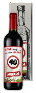 Dárkové víno - Vše nejlepší 40 Merlot 0,75