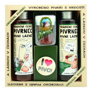 Kosmetický balíček Pivrnec gel+šampon+mýdlo+button