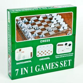 Soubor her 7v1 - skleněné šachy, dáma atd. (skleněné šachy)