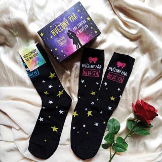 Svatební ponožky - Hvězdný pár - dárkové balení sada 1+1