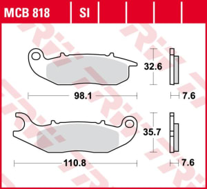 Sada Moto Brzdových Destiček Kotoučová Brzda TRW MCB818SI