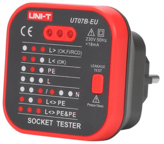 Tester elektrických zásuvek RCD Uni-T UT07B-EU