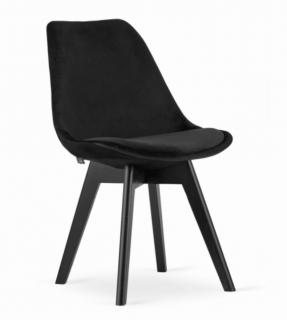 Sametová židle London černá s černými nohami