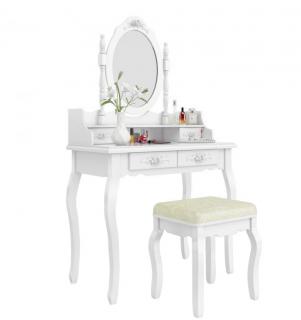 Toaletní stolek BAROCCO bílý + dárek houbička na make up ZDARMA
