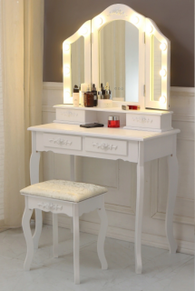 Toaletní stolek Elegant s LED osvětlením + dárek hubka na make up
