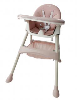 Židle na krmení 4v1 růžová+ bryndák a kolečka ZDARMA