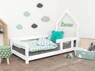 Benlemi Dětská postel domeček Poppi s bočnicí Barva: Bílá, Rozměr: 120 x 180 cm, Strana: Vpravo