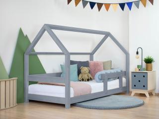 Dětská postel domeček TERY s bočnicí Barva: Šedá, Rozměr: 120 X 180 cm