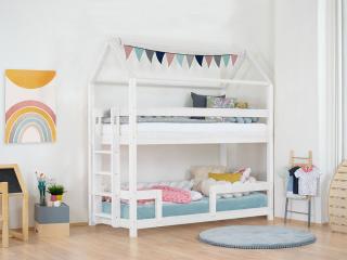 Domečková patrová postel MONTY pro dvě děti Barva: Bílá, Výška: 222 cm