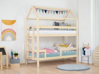 Domečková patrová postel MONTY pro dvě děti Barva: Transparentní vosková lazura matná, Výška: 242 cm