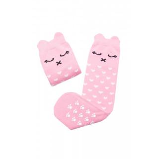 Mama's Feet Dětské podkolenky s kočičkou Crazy Animals Pinky Kitty růžové Velikost: Pro maminku