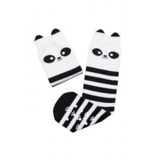 Mama's Feet Dětské podkolenky s pandou Crazy Animals Brave Panda černo-bílé Velikost: Pro maminku