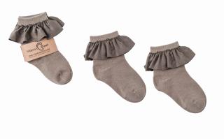 Mama's Feet Dětské ponožky s volánkem Spanish Valencia šedé Velikost: 1-3 roky
