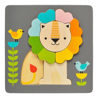 Petit Collage Barevné dřevěné puzzle lev