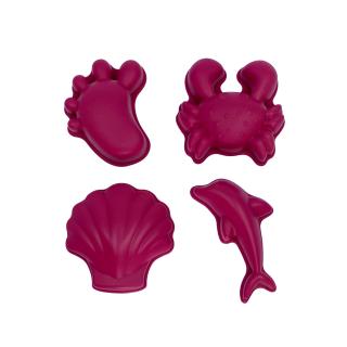 Scrunch Dětské silikonové bábovičky na písek Cherry red - sytě růžové