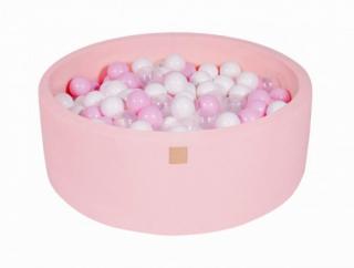 Suchý bazének s míčky 90x30cm s 200 míčky, růžová: bílá, růžová, průhledná