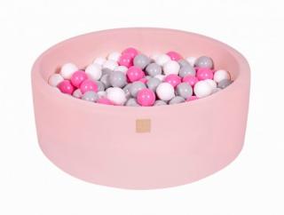 Suchý bazének s míčky 90x30cm s 200 míčky, růžová: bílá, šedá, růžová