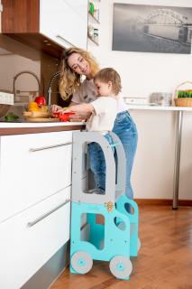 Učící věž 2v1 Car by Toddler in Family šedá/modrá