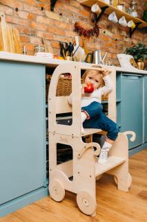 Učící věž 2v1 Trolley by Toddler in Family přírodní