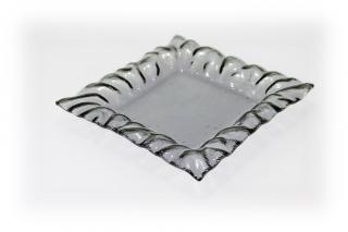 Čtvercový skleněný tácek BOND 20x20cm - šedý