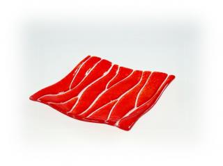 Skleněná dekorativní mísa OPTISCH - červená Rozměr: 15x15cm