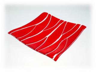 Skleněná dekorativní mísa OPTISCH - červená Rozměr: 30x30cm