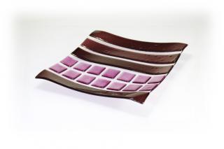 Skleněná dekorativní mísa OPTISCH - fialová Rozměr: 30x30cm